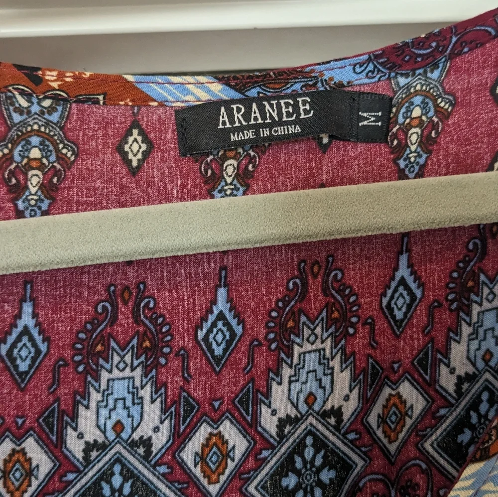 Long dark red hippy sun dress - Picture 3 of 4